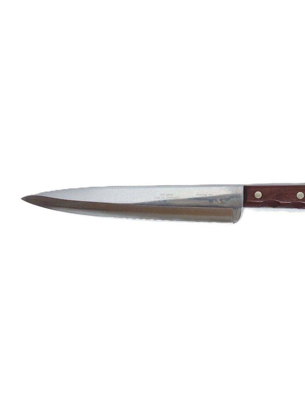 Vtg Case XX Chefs Knife 200-8 Fine Wood Handle 2147079 8" Blade Finger Notches